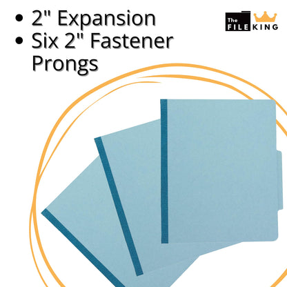 The File King Classification Folders 2 Dividers Letter Size - Light Green, 10 Pack | Pressboard Classification Folder | 2-Inch Expansion | Made in USA | Medical File Folders with Dividers and Prongs