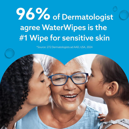 WaterWipes Sensitive+ Baby-Feuchttücher für Neugeborene und Babys, 3-in-1 reinigt, pflegt, schützt, 99,9 % Wasser, unparfümiert & hypoallergen, 720 Stück (12 Packungen)