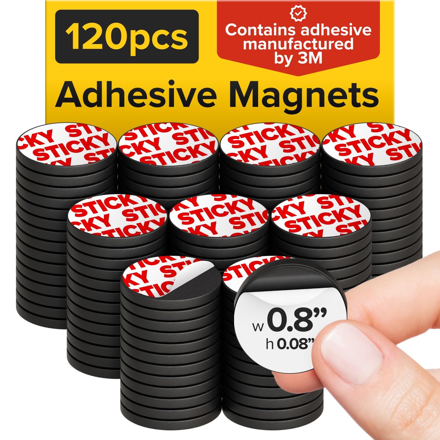 Round Flexible Magnets with Adhesive Backing - (120pcs 0.8"x0.08"/2x0.2cm) Magnetic Dots for Whiteboard, Fridge - Stickers for Planning and Organization - Teacher Must Have - Classroom Supplies