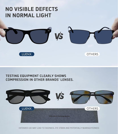 LUENX Polarisierte Sonnenbrillen für Herren und Damen, quadratische Fassung – UV-400-Schutz, 54 mm