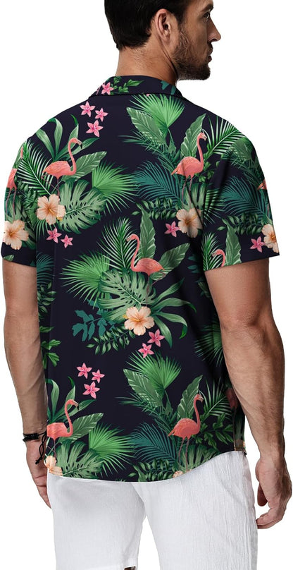 HMIYA Herren Hawaiihemden Kurzarm Button-Up Hemd Herren S-3XL