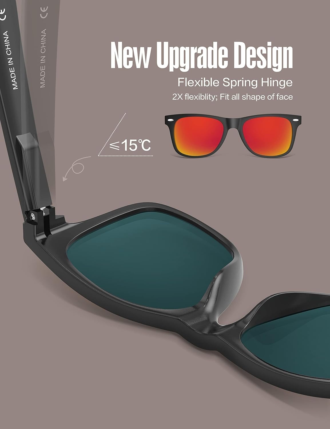 LUENX Polarisierte Sonnenbrillen für Herren und Damen, quadratische Fassung – UV-400-Schutz, 54 mm