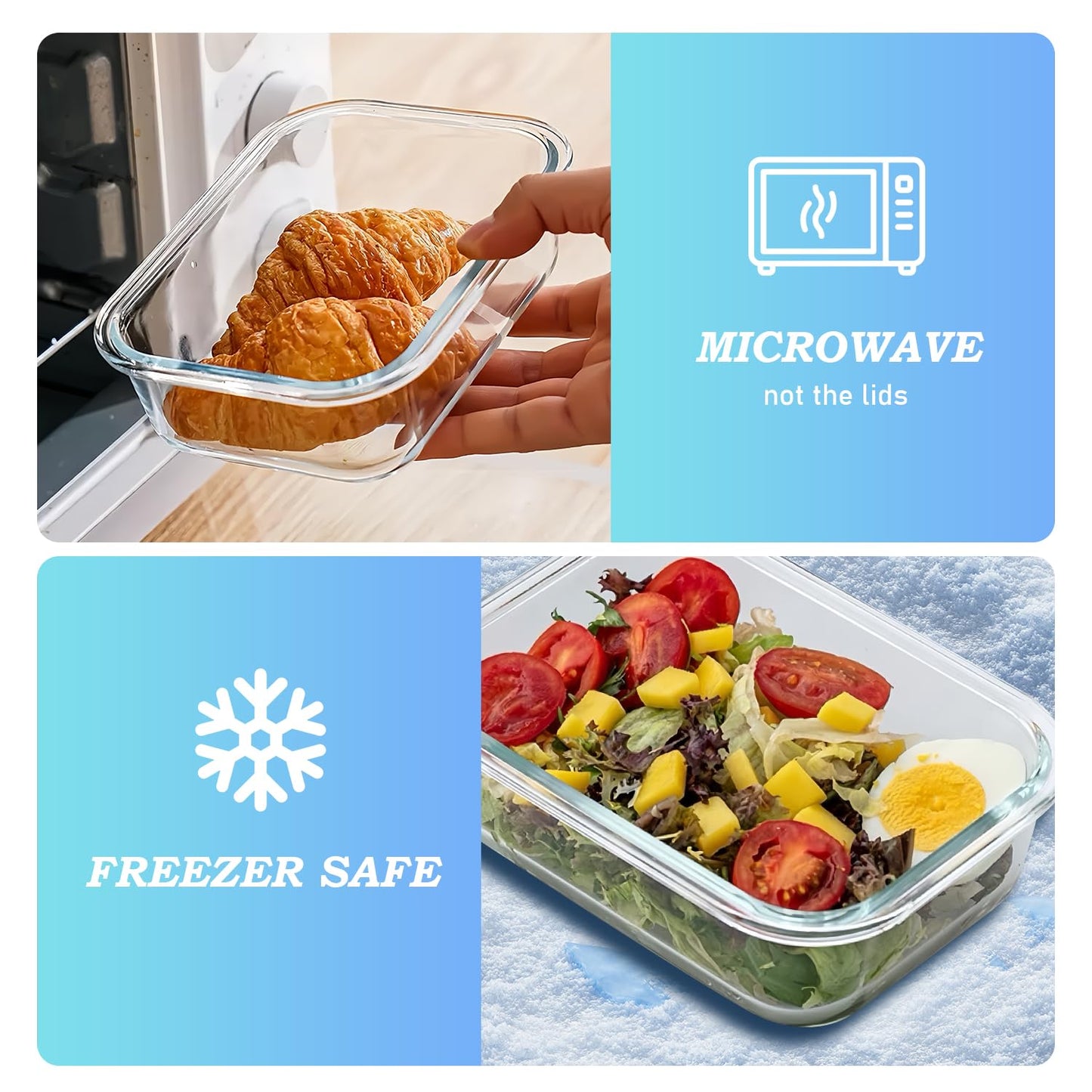 2 Pack Snackle Box –Air Tight Snack Containers with Divided, Lids&Handle –Clear Serving Tray for Fruits, Candy, Nuts –Portable for Travel, Parties, Daily Use (8 Containers Dishwasher Safe)