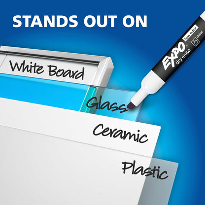 EXPO Whiteboard-Marker-Set, Keilspitze, verschiedene Farben, Radiergummi, Sprühreiniger, 6 Stück