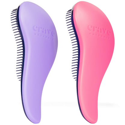 Crave Naturals Glide Thru Entwirrbürste für Erwachsene und Kinder. Entwirrbürste für natürliches, lockiges, glattes, nasses oder trockenes Haar. Haarbürsten für Frauen. Stylingbürste (Blau)