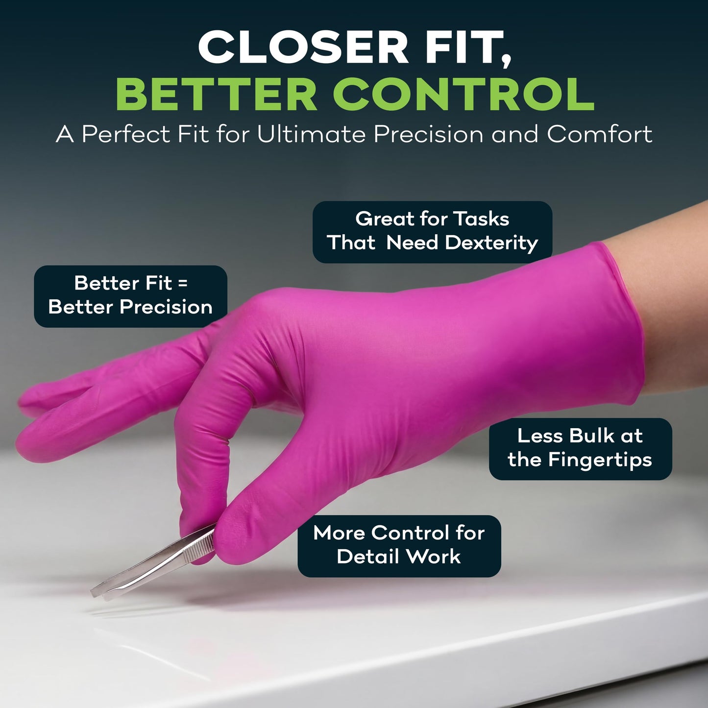 FifthPulse Fuchsia Hot Pink Nitrile Disposable Gloves -3 Mil Medical Exam Nitrile Gloves -Powder and Latex Free