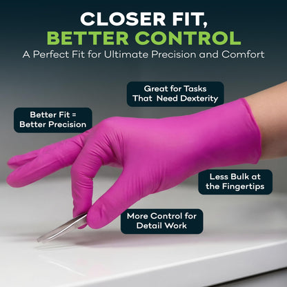 FifthPulse Fuchsia Hot Pink Nitrile Disposable Gloves -3 Mil Medical Exam Nitrile Gloves -Powder and Latex Free