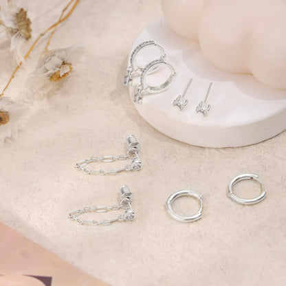 Gold Earrings For Women, Dainty Huggie Earrings Stack 14K Gold Plated Pearl Dangle Earrings for Women Trendy Cute Hypoallergenic Unique Gold Earring Stack Fashion Gold Jewelry Gifts