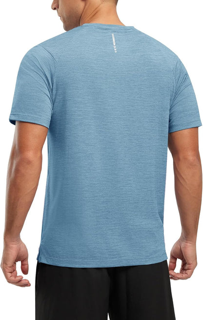 Rdruko Herren Kurzarm Trainingsshirts – Trockene Passform – Feuchtigkeitstransportierend – Für Laufen, Fitnessstudio, aktiven Sport