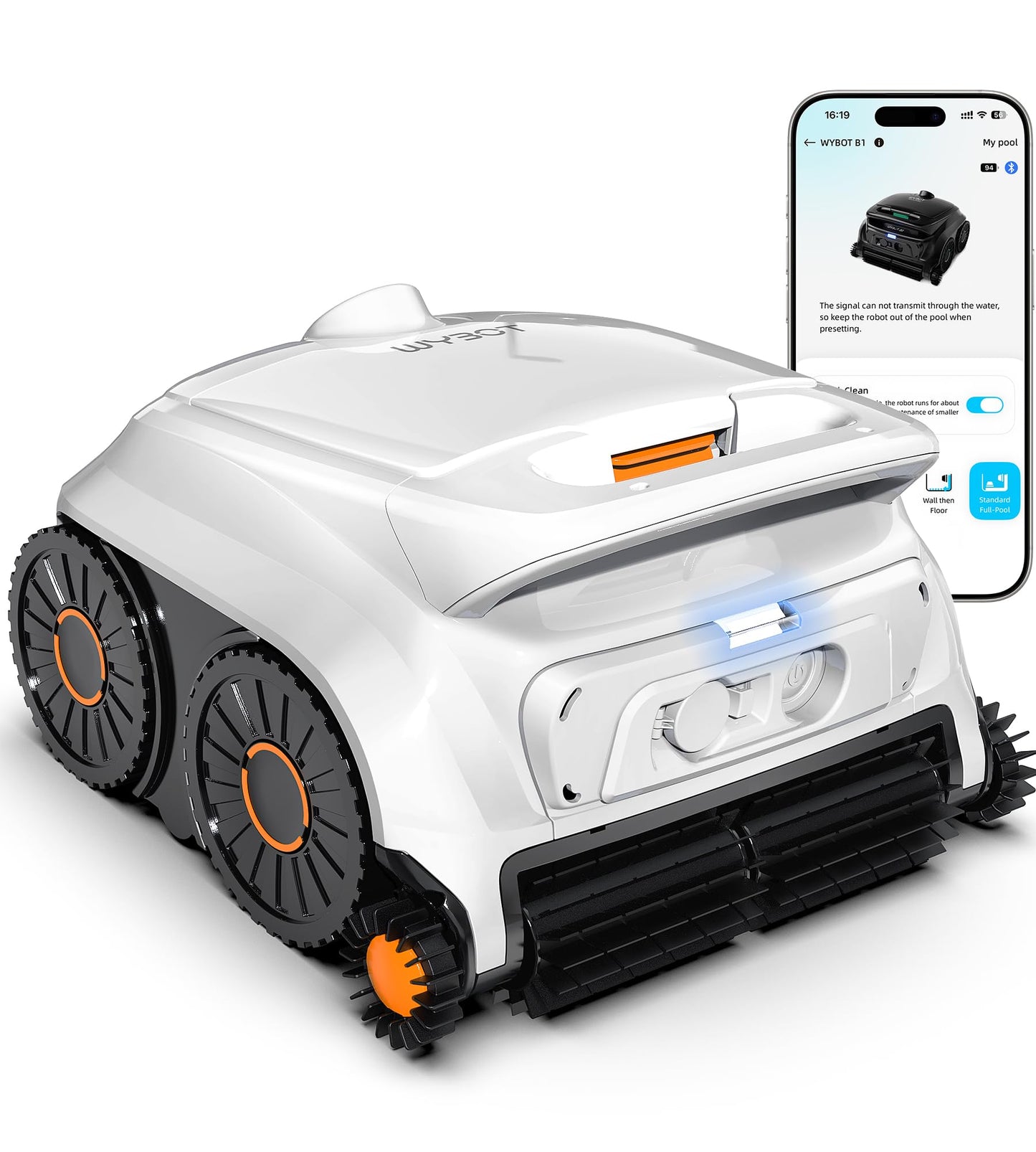 (2026 NEW) WYBOT B1 Cordless Robotic Pool Vacuum for Inground Pools, Six-Roller Brush 4-in-1 Smart Pool Cleaner, Edge Cleaning High Obstacle Crossing, Lightweight, App Navigation, Gray Black