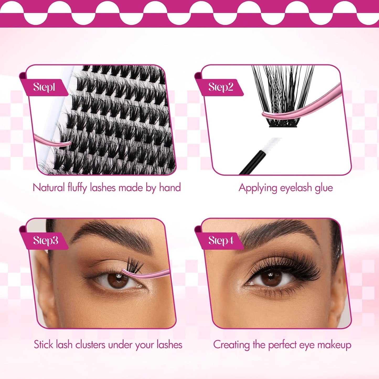 Cluster Wimpern D-Curl Wimperncluster 280 Stück Wimpernverlängerung Cluster Einzelwimpern Weiche DIY Wimpernverlängerungen Gemischtes Tray Wimperncluster Natürlicher Look (60D-0.07D, 8-16mm)
