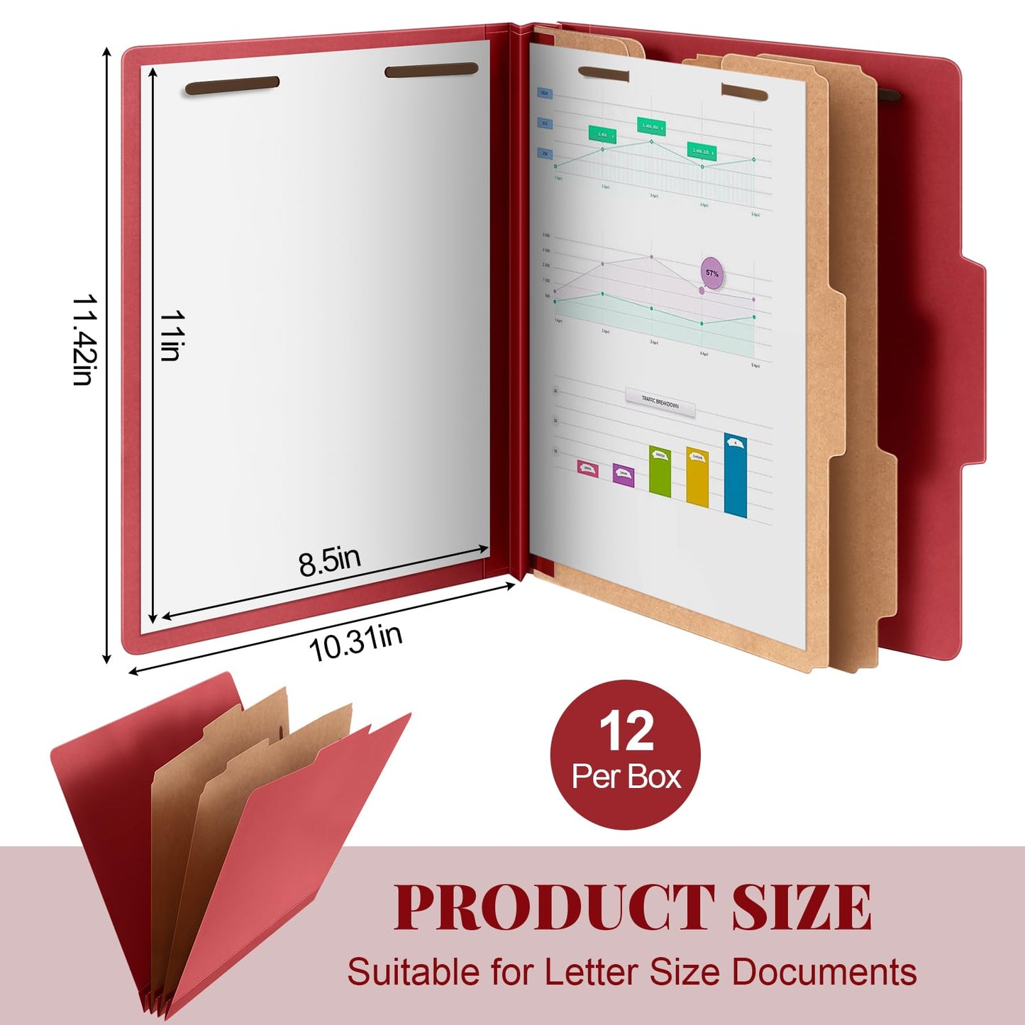 Skyygemm 24 Pcs Classification Folders Letter Size Bulk - 2 Dividers Pressboard File Folder with 3. 5 Inch Expansion, 2 Prongs Fastener, Heavy Duty Office File Organizer for Teacher Medical (Yellow)