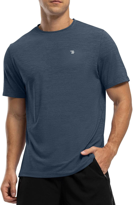 Rdruko Chemises d'entraînement à manches courtes pour homme - Coupe sèche - Évacuation de l'humidité - Pour la course à pied, la gym, le sport actif