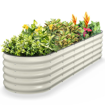 Kesfitt Raised Garden Bed, 5x2x1 FT Galvanized Steel Metal Raised Garden Bed, Oval Open-Bottom Design, 12-Inch Deep for Outdoor Vegetable & Herb Gardening, Fruit Green