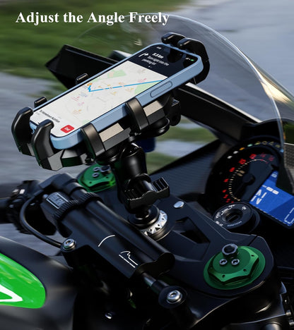 BRCOVAN Motorcycle Fork Stem Phone Mount with Vibration Dampener | Heavy Duty Cellphone Holder Fit Stem Tubes 12mm-25.4mm in Diameter, Adjustable for 5.4 - 6.9'' Smartphone