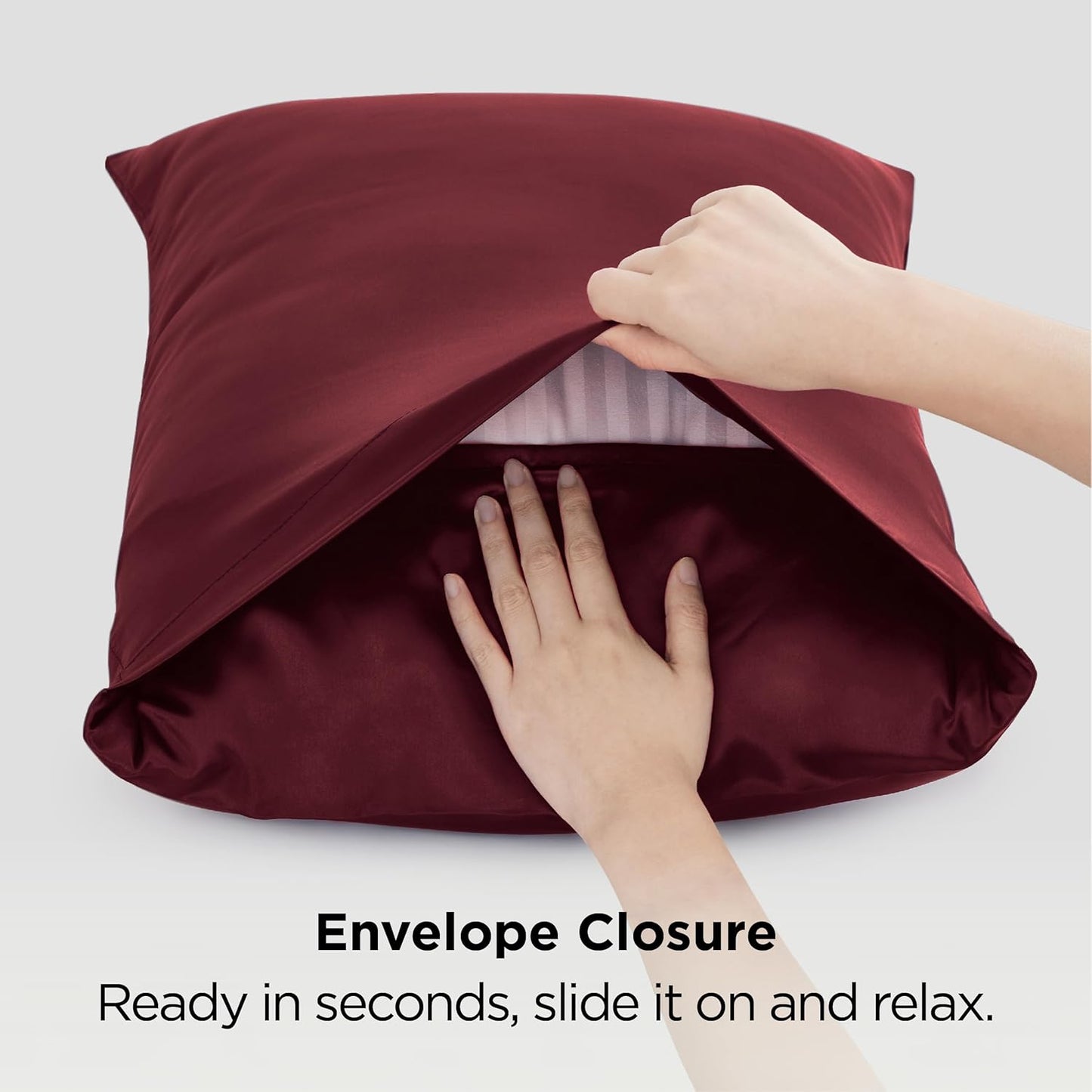 Bedsure Satin-Kissenbezug, Queen-Size, 2er-Pack, Seidenkissenbezügen ähnlich, seidige Kissenhüllen mit Hotelverschluss, Raumdeko, Valentinsgeschenke für Frauen und Männer, Grau, 50x75 cm