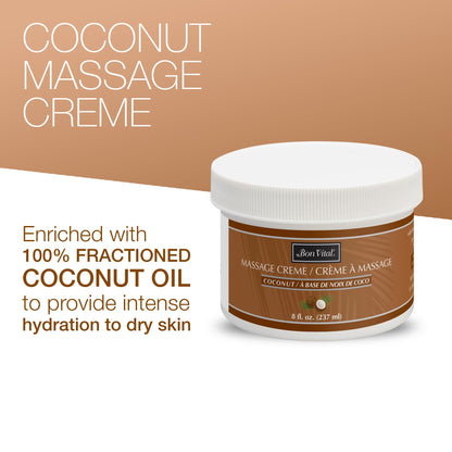 Bon Vital' Coconut Massage Creme Made with 100% Pure Fractionated Coconut Oil, Massage Cream & Moisturizer to Repair Dry Skin, No Greasy Feel, Anti-Aging Cream for Professional Massage, 5 Gallon Pail