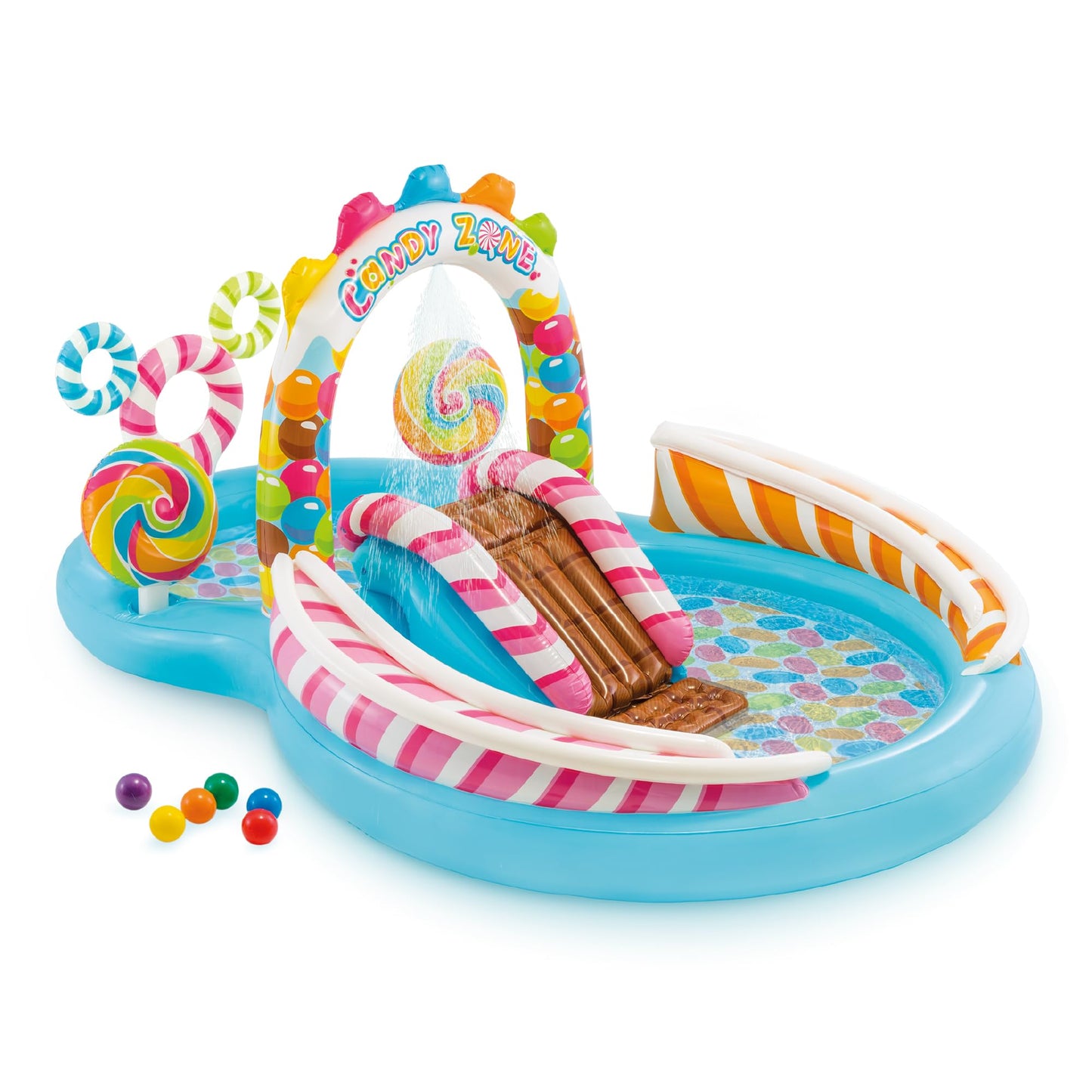 Intex 96" x 78" x 28" Inflatable Jungle Adventure Play Center Spray Kiddie Pool - Backyard Kids Water Slide, Outdoor Blow-Up Splash Pad for Toddlers