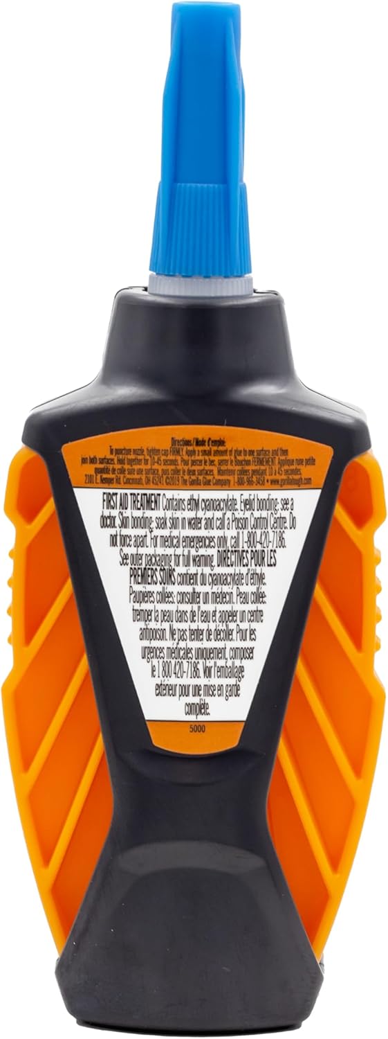 Gorilla Micro Präzisions Sekundenkleber, Schnell trocknend, Cyanacrylat, Präziser Applikator, Anti-Verstopfungs-Kappe, Transparent, 5g, 1 Stück