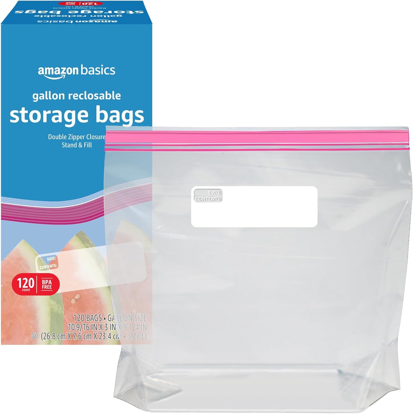 Amazon Basics Reclosable Gallon Food Storage Bags