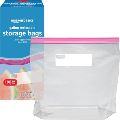 Amazon Basics Reclosable Gallon Food Storage Bags