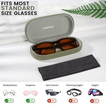 molshine Hartschalen-Leder-Sonnenbrillenetui, klassisches großes Brillenetui für Damen und Herren, Sonnenbrille (Schwarz)