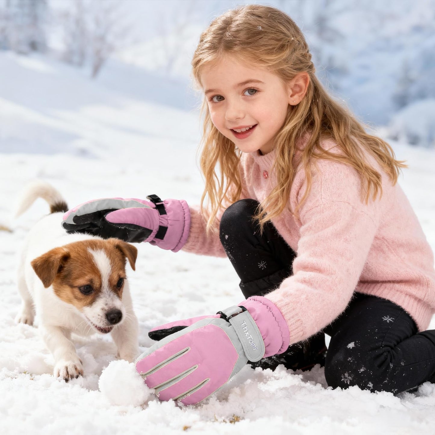 ThxToms Kinder Winterhandschuhe Wasserdichte Ski-Snowboardhandschuhe für Outdoor-Sportarten, Jungen und Mädchen Kaltwetter-Fahrradhandschuhe