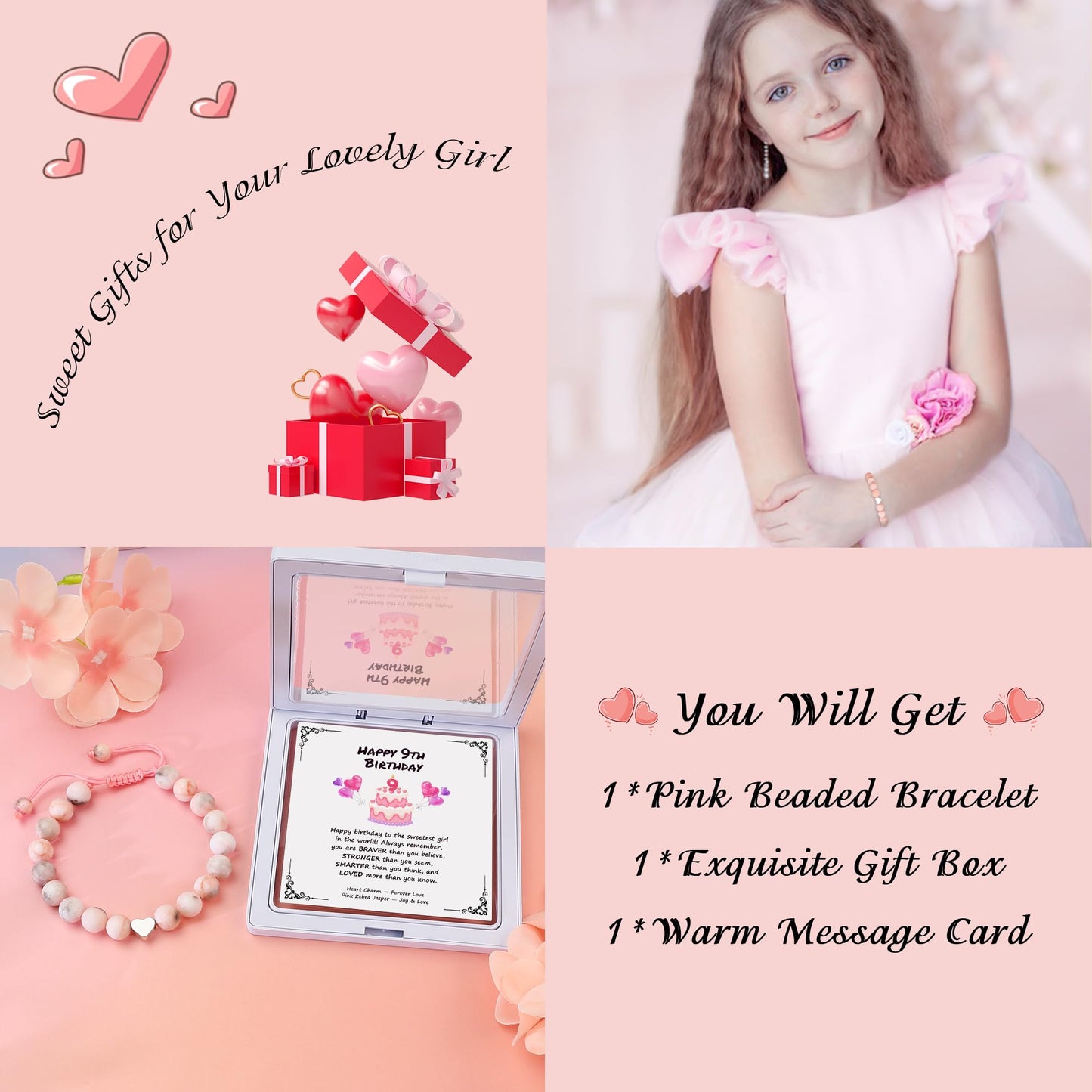 Sereney 6. Geburtstag Mädchen Geschenk, Verstellbare Perlenarmbänder zum 6. Geburtstag als Geburtstagsgeschenk für 6-jährige Mädchen, Geschenke zum 6. Geburtstag für Tochter, Nichte, Enkelin
