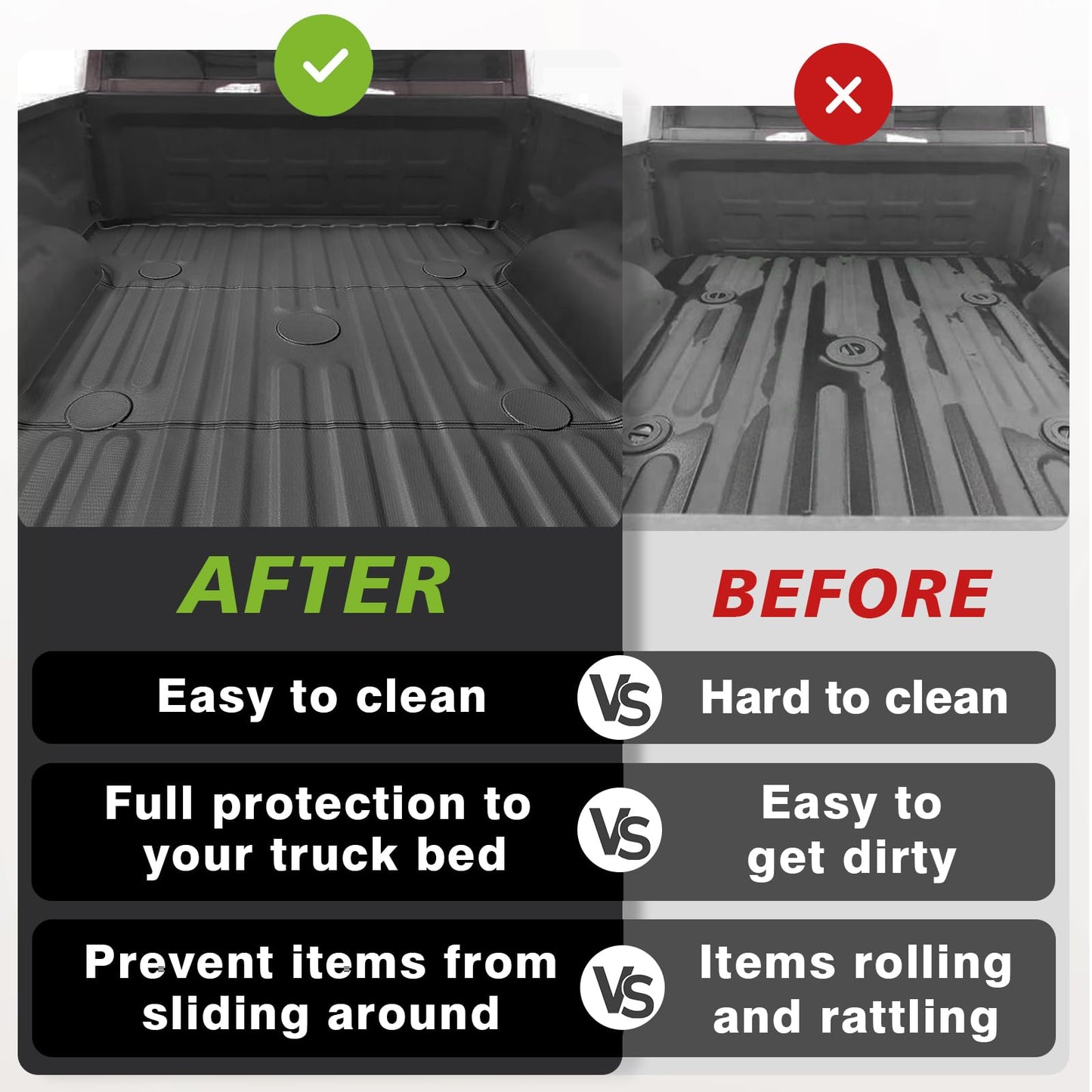TripleAliners Truck Mat Compatible with 2019-2026 Chevy Silverado 1500 / GMC Sierra 1500 6.6FT Accessories, Truck Bed Mat Heavy Duty Custom Fit All Weather Protection TPE Pickup Liner, Standard Bed