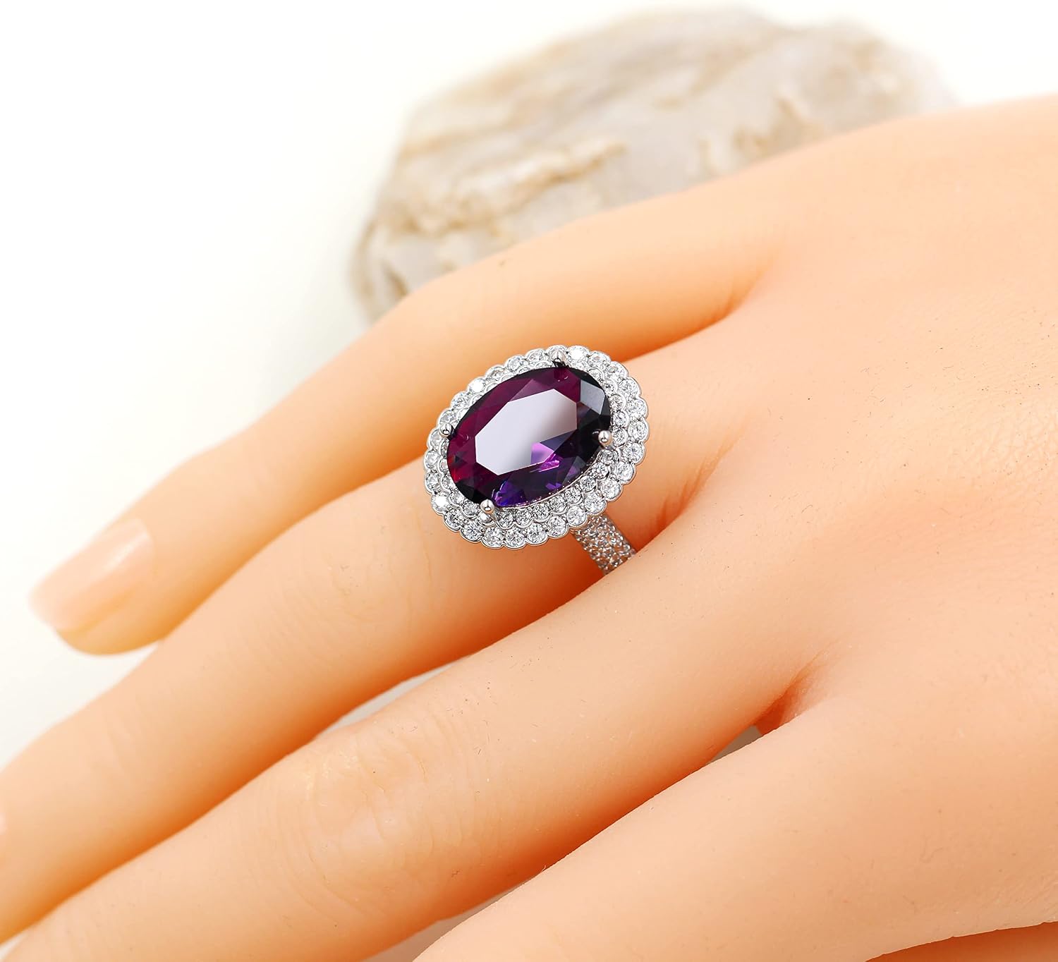 Created Sapphire Blue Cubic Zirconia Wedding Rings for Women, Open Size, Engagement Statement Jewelry Y664
