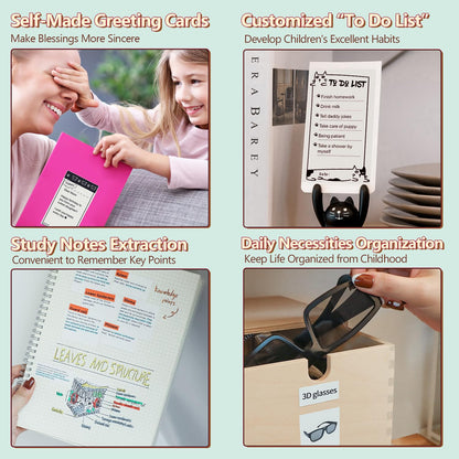 Memoking Mini-Drucker - T02 Aufkleberdrucker, Druckkapsel, tragbarer thermischer tintenloser Aufkleberhersteller, Bluetooth-Taschen-Minifotodrucker, Sofortdruck, Smart AI APP, für Studentenstudiennotizen, Tagebuch, Heimwerker, Geschenk