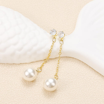 Trinckle Silber Tropfenohrringe mit Perlen, Silber Hängeohrringe für Frauen 5mm Brautperlen Lange Ohrringe für Muttertag, Weiß Boho Accessoires Hochzeitsschmuck, Silber Statement Ohrringe für Abschlussball Geburtstag