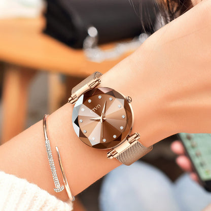 CIVO Damenarmbanduhr, wasserdichte analoge Quarzdameuhr für Damen, Roségold-Mesh-Armband, elegant, luxuriös, Designer-Damenuhr mit Diamant-Zifferblatt
