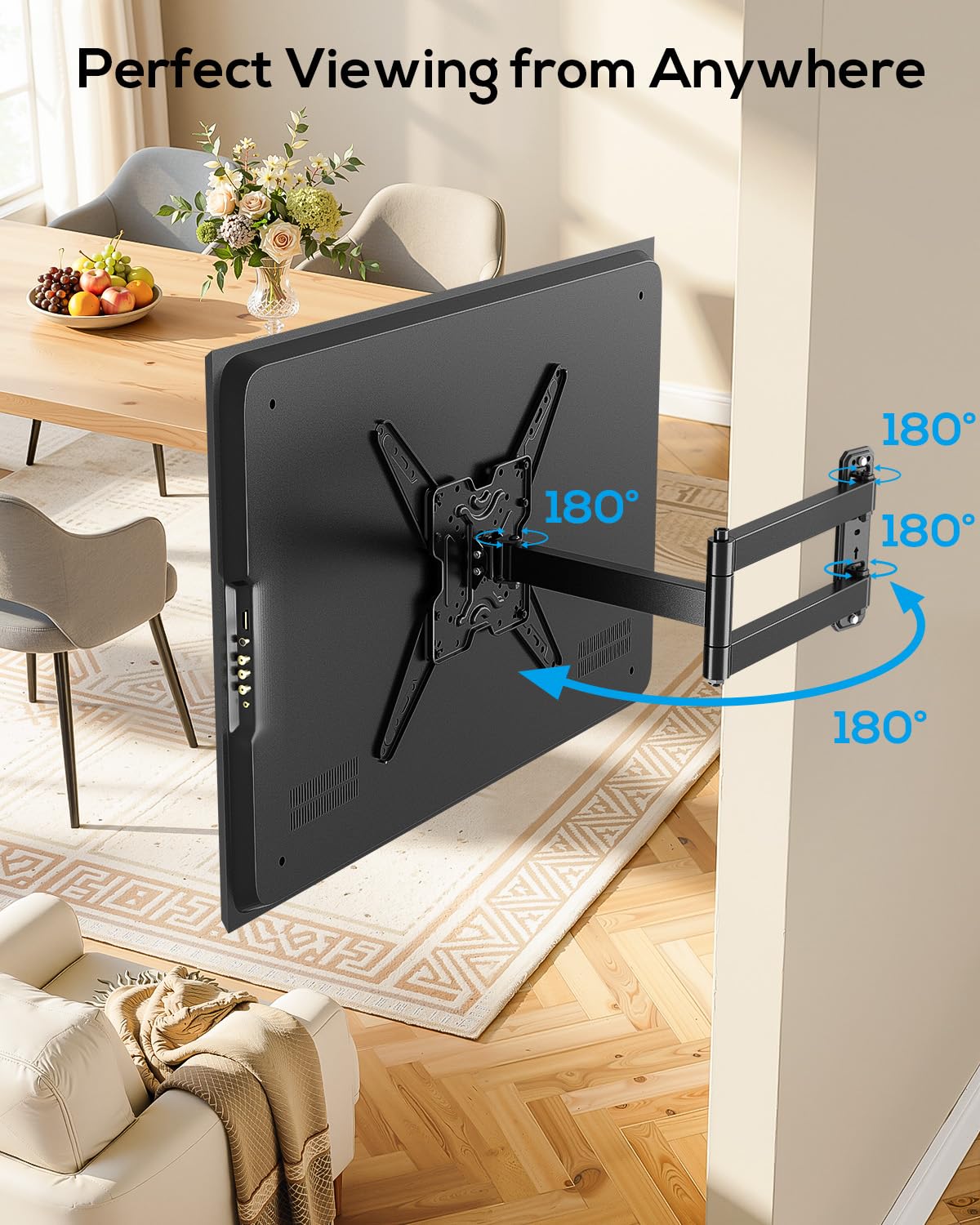 USX STAR Corner TV Wall Mount Long Arm TV Mount Bracket for 37-84 Inch TVs, Full Motion TVs Wall Mounts with 32” Articulating Arms Extension & Tilt & Swivel, Max VESA 600x400mm, Holds up to 100 lbs