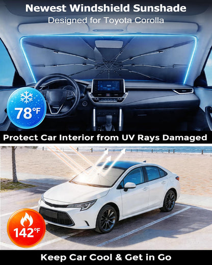 DMJN Umbrella Windshield Sun Shade for Jeep Grand Cherokee (2011-2026), Car Sunshade for Front Windshield [Nano Ice-Crystal Coatings] UPF50+ Heat & UV Block, Protect Interior & Keep Cooler