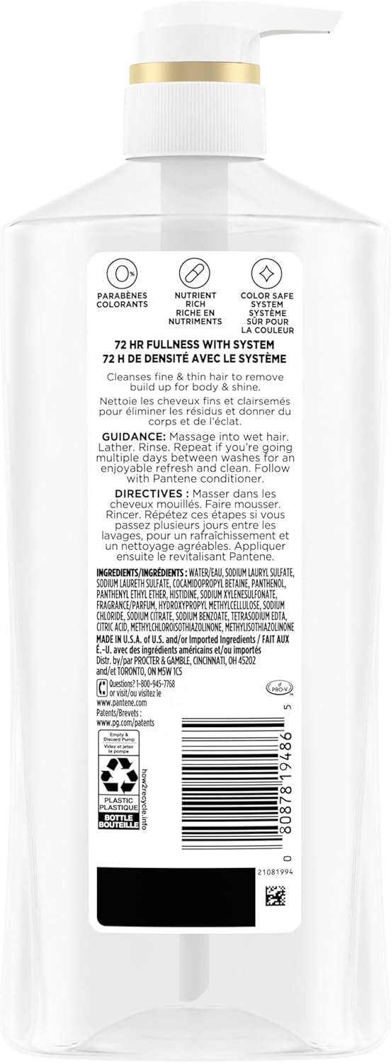 Pantene Sheer Volume 72 HR Fülle Shampoo, 355 ml
