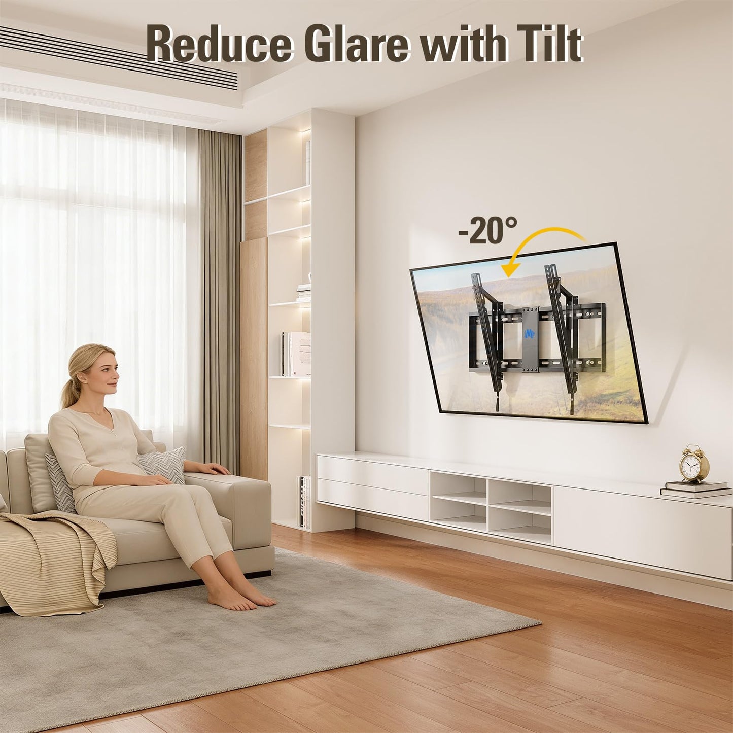 Mounting Dream TV-Wandhalterung für die meisten 37-75-Zoll-Fernseher, universelle neigbare TV-Halterung passend für 16", 18", 24" Ständer mit Tragkraft 132lbs, Max Vesa 600 x 400mm, flache TV-Wandhalterung mit niedrigem Profil