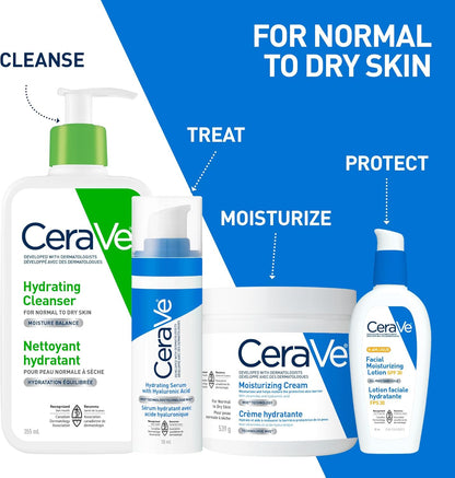 CeraVe Feuchtigkeitscreme, Tägliche Gesichts-, Hand- und Körpercreme für trockene Haut mit Hyaluronsäure und Ceramiden für Frauen und Männer. Für empfindliche Haut, ölfrei, nicht komedogen, parfümfrei, 539 Gramm