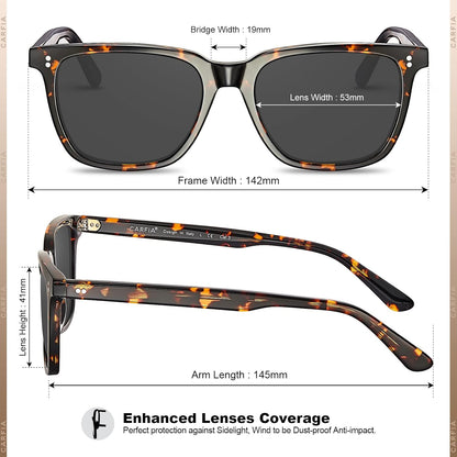 CARFIA Square Polarized Sunglasses for Men