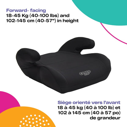 Cosco Kids Topside Leichter, rückengestützter Sitzerhöher, waschbarer Bezug, Schwarz