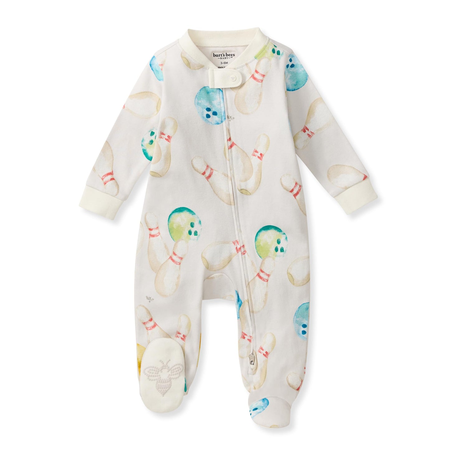 Burt's Bees Baby Boys Sleep and Play Pajamas, 100% Organic Cotton, One-piece PJs, Diagonal Zip Up Loose Fit Footie