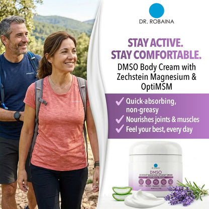 Dr. Robaina Lavender DMSO Cream - 99.9% Pure DMSO Pharmaceutical Grade | Formula with Zechstein Magnesium, Arnica, Aloe Vera, Vitamin E - 4 oz