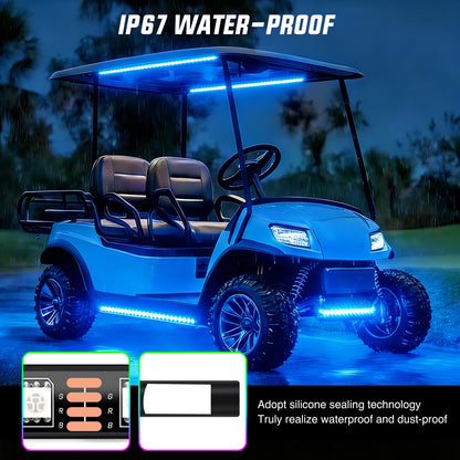 Nilight 6PCS Golf Cart Underbody Light Kit with Canopy Lights Dream Color Multi-Mode Neon Accent Lighting APP Remote Control Sound Active Music Sync IP67 Waterproof 12V-66V for EZGO Yamaha Club Car