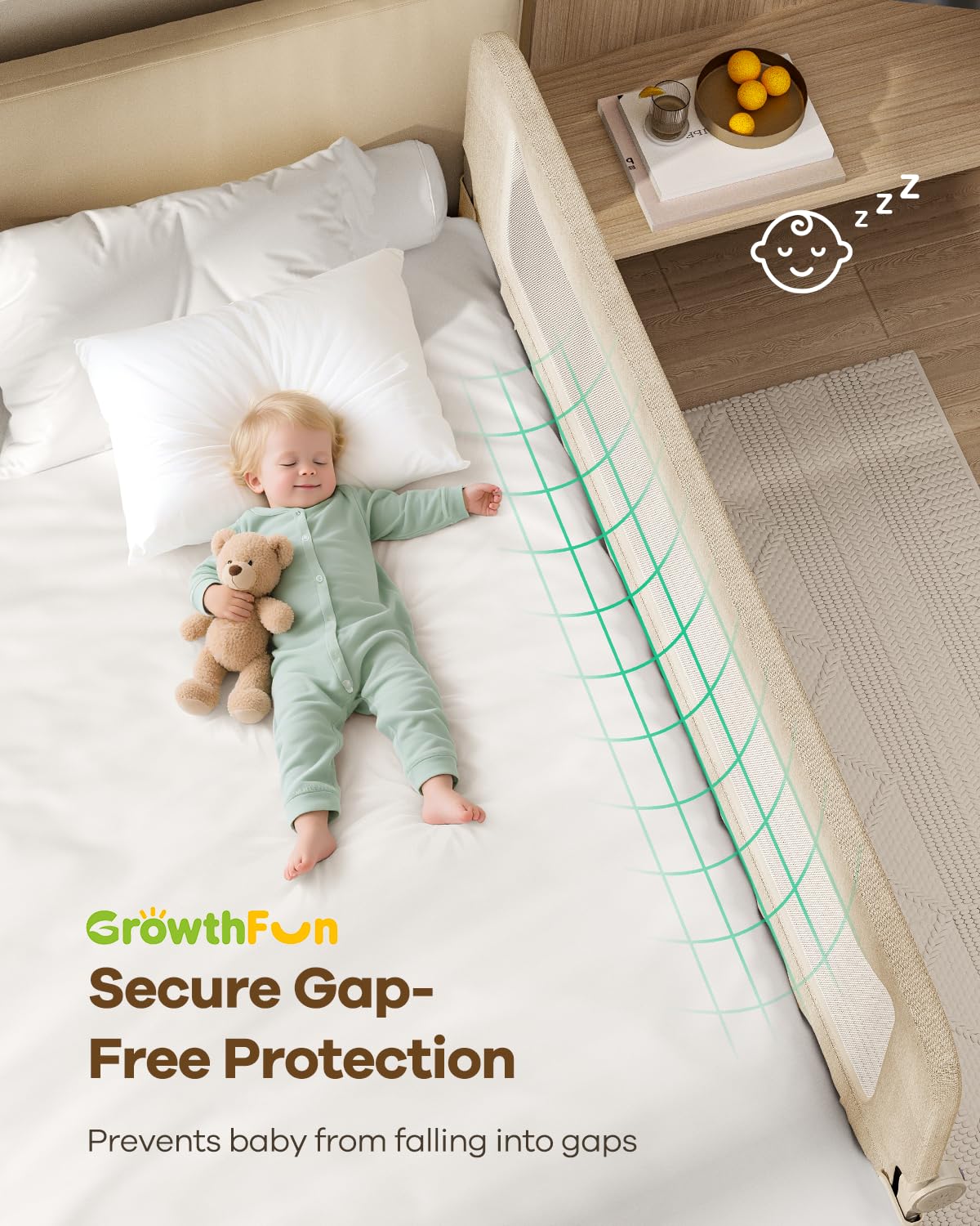 Foldable Bed Rail for Toddlers, 71in Reinforced Carbon Steel Frame&Connectors, Breathable Cationic Fabric - Safety Toddler Bed Rails for Queen, King, Twin, Full, No-Tool Setup.
