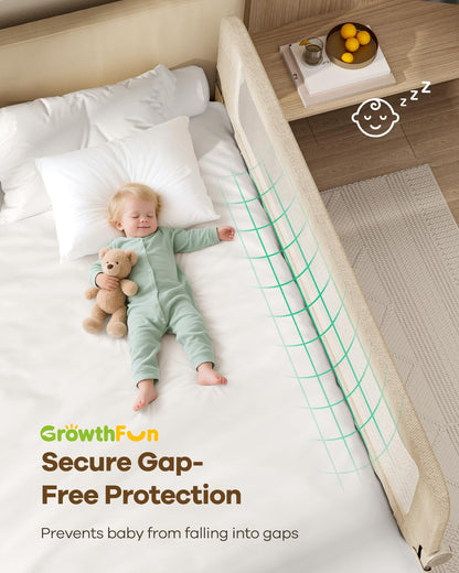 Foldable Bed Rail for Toddlers, 71in Reinforced Carbon Steel Frame&Connectors, Breathable Cationic Fabric - Safety Toddler Bed Rails for Queen, King, Twin, Full, No-Tool Setup.