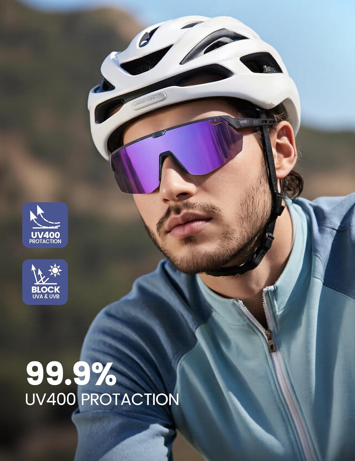 Lamicall Polarisierte Sportsonnenbrille Herren Damen, [24g Ultraleicht] Verstellbares Nasenpad Sportbrille für Fahrrad Wandern Laufen