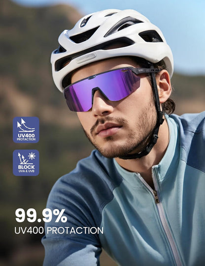 Lamicall Polarisierte Sportsonnenbrille Herren Damen, [24g Ultraleicht] Verstellbares Nasenpad Sportbrille für Fahrrad Wandern Laufen