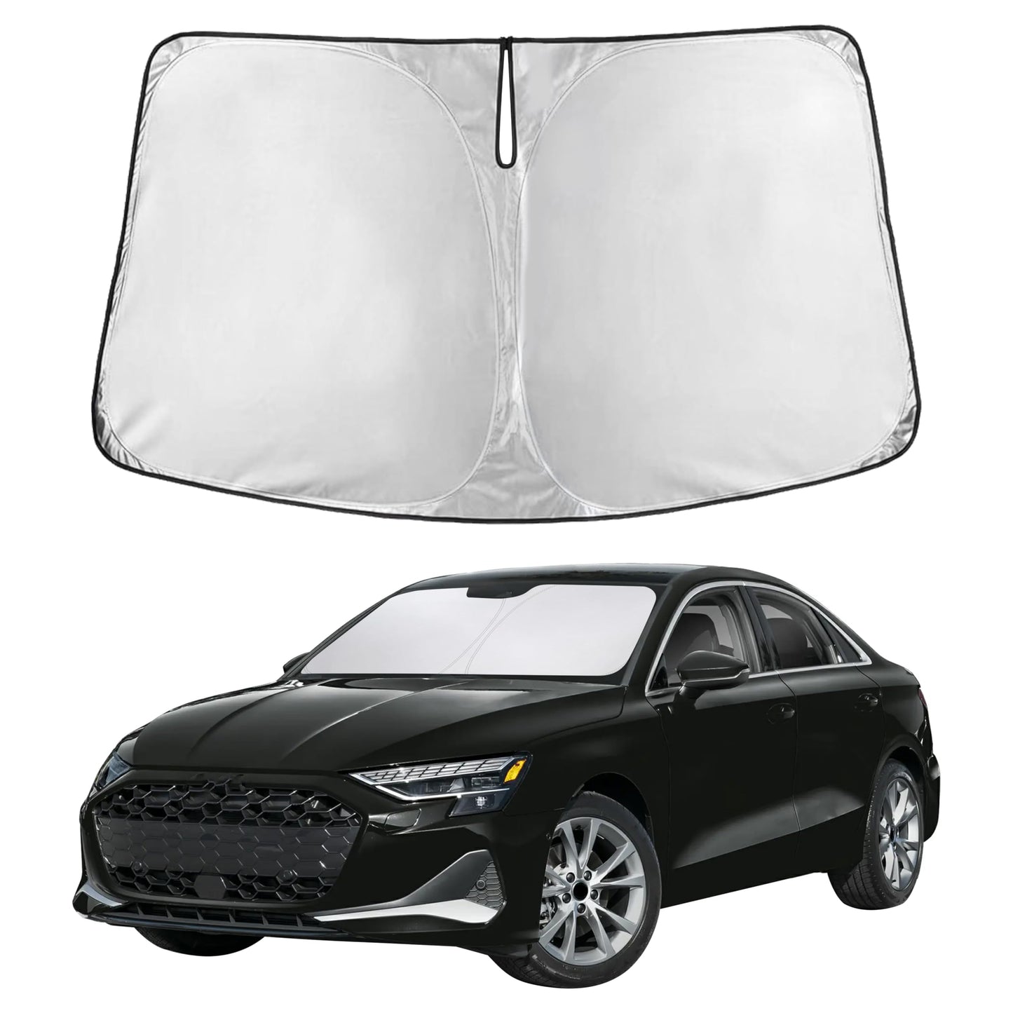 EcoNour Car Windshield Sunshade | Blocks 99% Heat & Keeps Interior Cool | Universal Fits Cars, SUVs, Trucks | Automotive Sun Screen, Visor & Car Accessories for Summer | Medium (64x32 Inches)