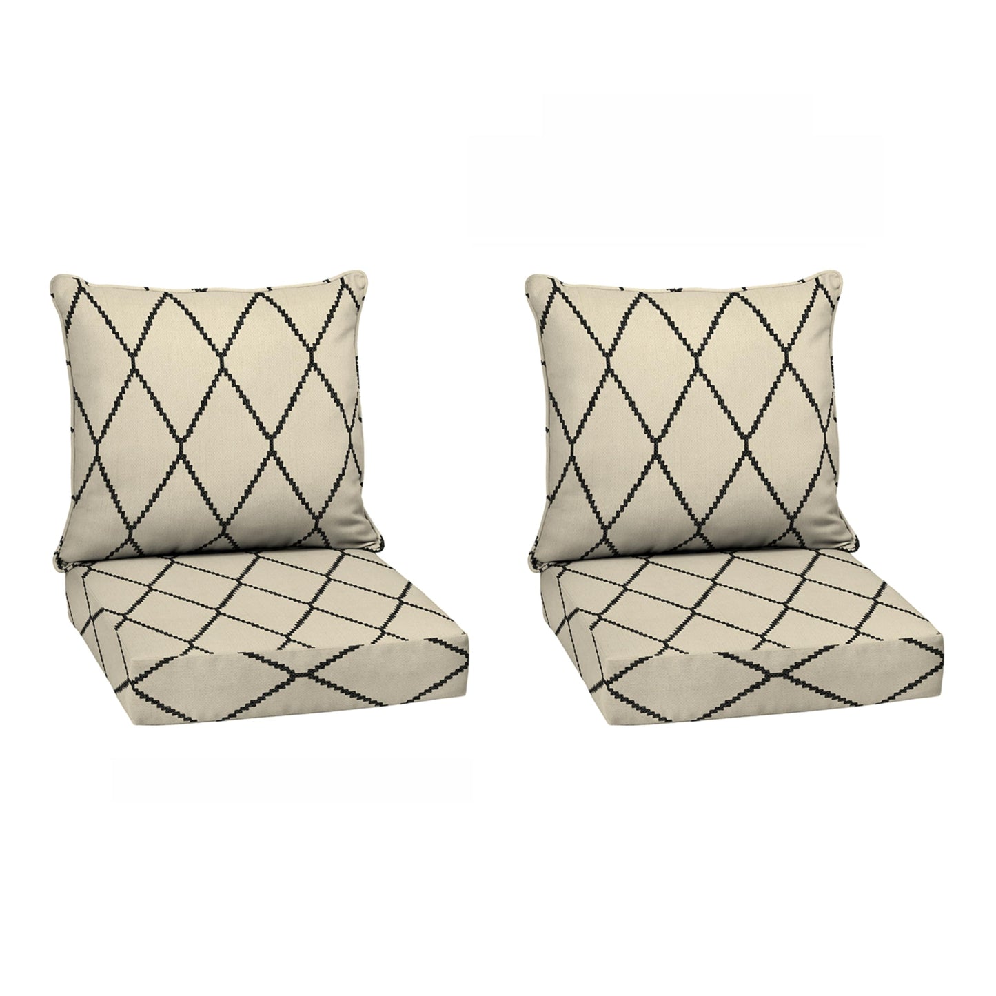 Arden Outdoor Foam Deep Seat Cushions Set, 24x24, Premium High-Density Foam, Never Flattens, Weather-Proof for Patio Chair Sofa Couch, Blue Shibori Stripe