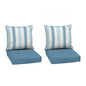 Arden Outdoor Foam Deep Seat Cushions Set, 24x24, Premium High-Density Foam, Never Flattens, Weather-Proof for Patio Chair Sofa Couch, Blue Shibori Stripe